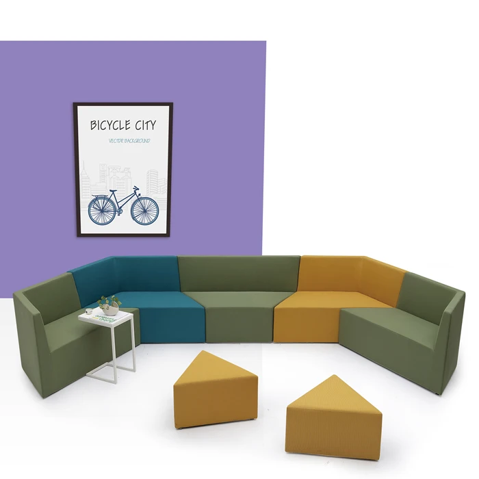 European modern luxury fabric sectional modular custom hotel lobby hall lounge sofa set
