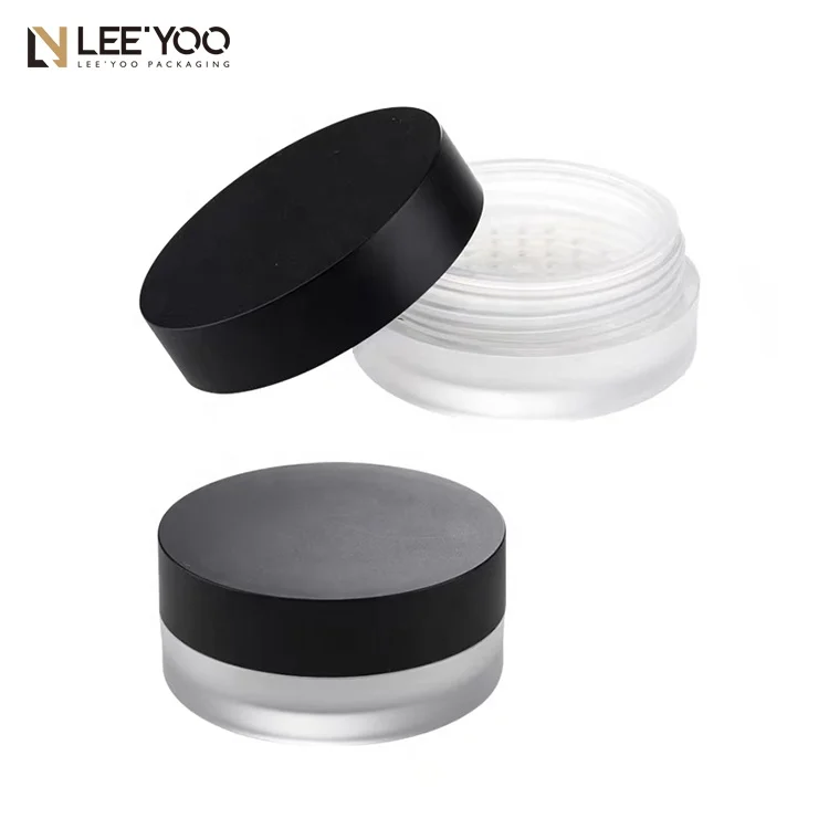 Loose powder jar 30g custom logo cosmetic jar with sifter empty loose powder container plastic makeup packaging mirror