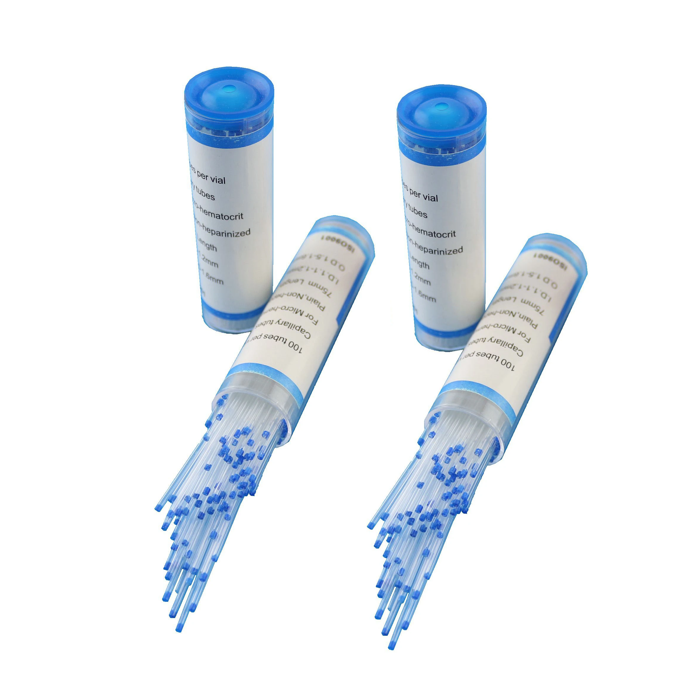 Disposable blue glass capillary blood collection tube with heparin
