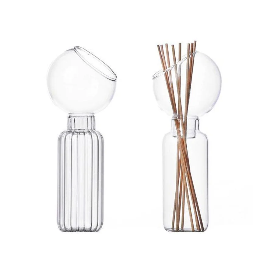 Custom Blown Clear Decorative Empty Borosilicate Glass Fragrance Reed Diffuser Bottle for Essential Oil