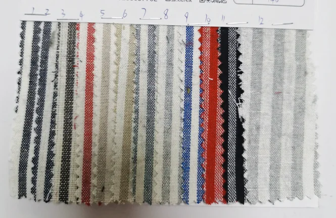 stripes linen fabric or solid color linen fabric with stone washing  for wholesale or doing shirts