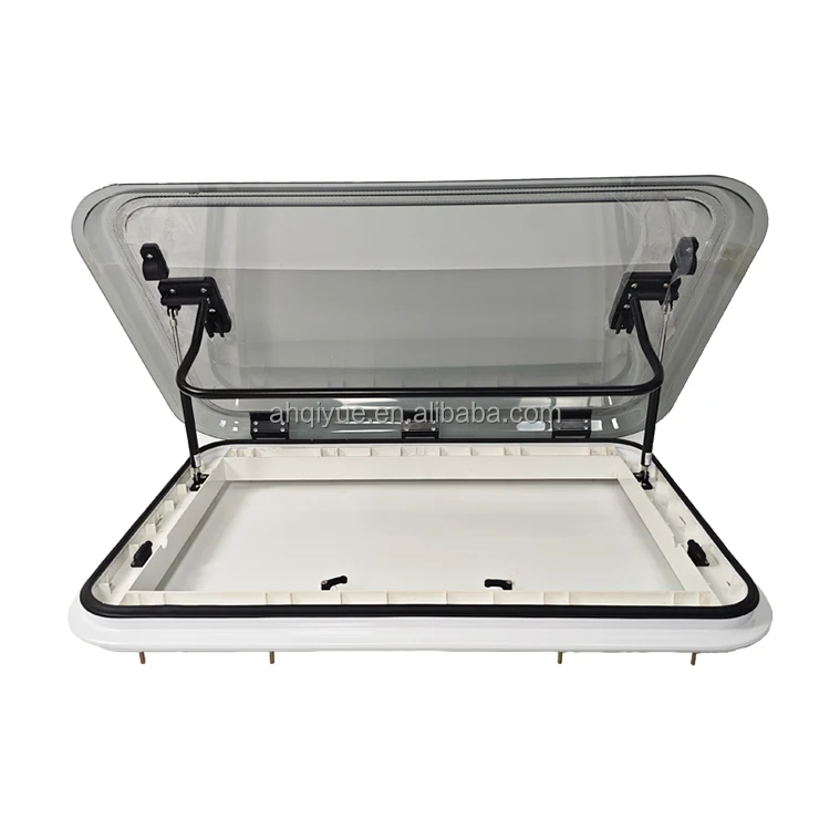 Aluminum Ceiling Mounted Push-out Camping Car Trailer Roof Window Skylight with LED Lights