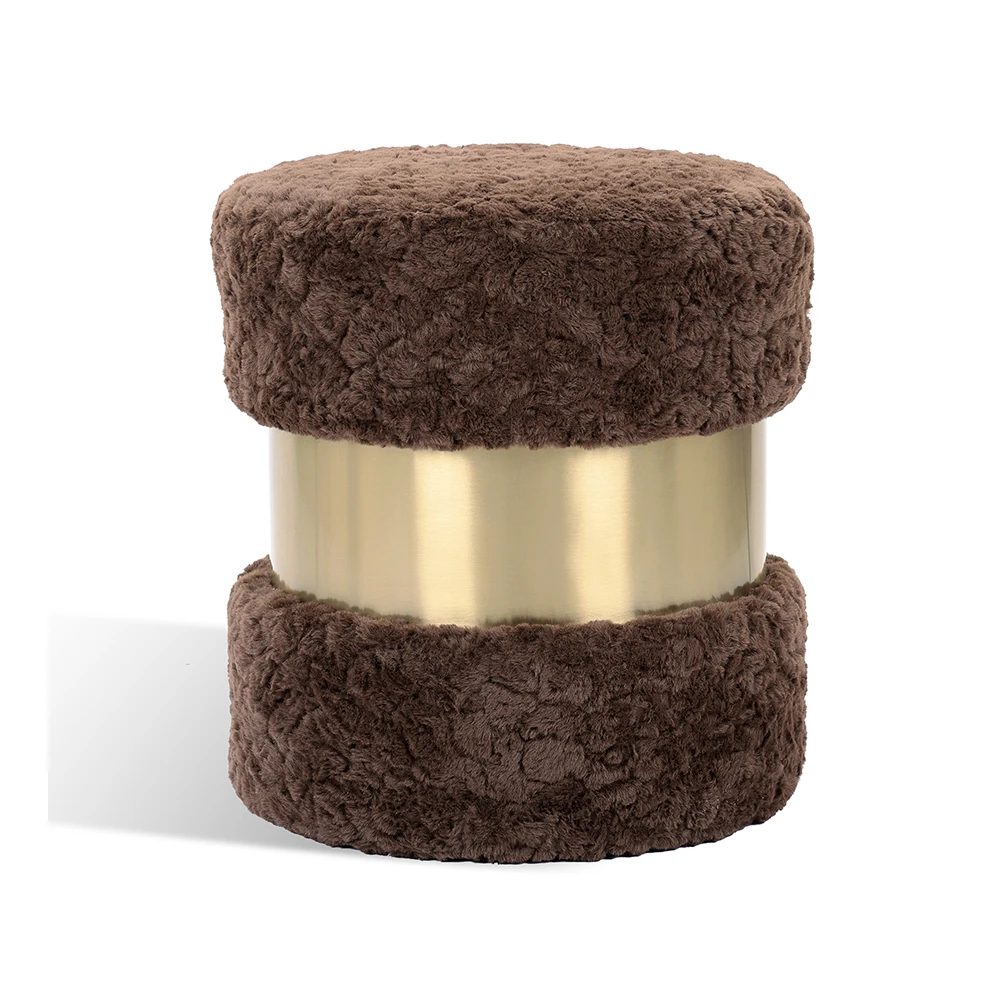 High quality luxury Long fur golden Living Room stools Scarlett stool Italian style ottoman