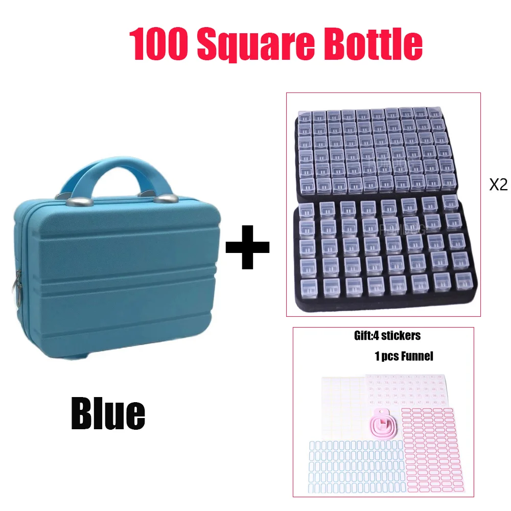 100 Square Bottles Container Bag Jewelry Box Cosmetic Bag Diamond Painting Storage Box Accessories Tools Carry Case