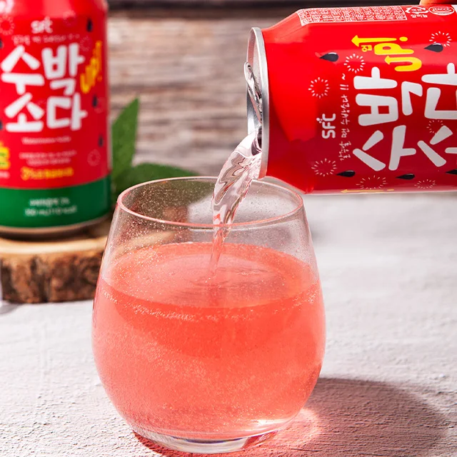 
Korean Watermelon sparkling soft drink fruit flavor 350ml Fresh soda drink 