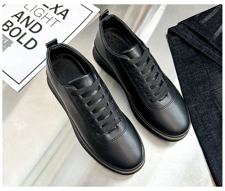 Оптовая продажа, обувь для скейтборда, черные мужские повседневные легкие кроссовки, мужская спортивная обувь из искусственной кожи для студентов