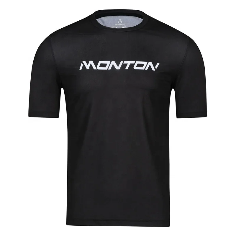 Monton 100% Polyester Print Quick Dry Men Outdoor Short Sleeve Running Tee Cycling T Shirts