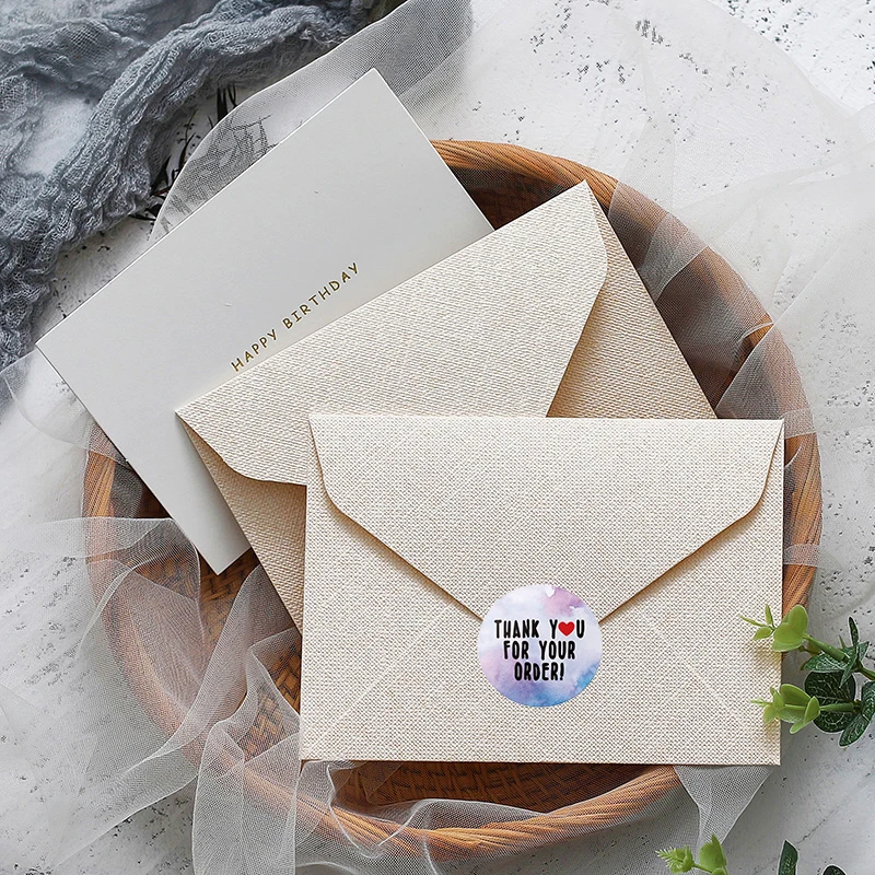 Round 500pcs/roll Thank You Stickers Adhesive Round Sticker Paper For Small Business On Packing Bags Boxes