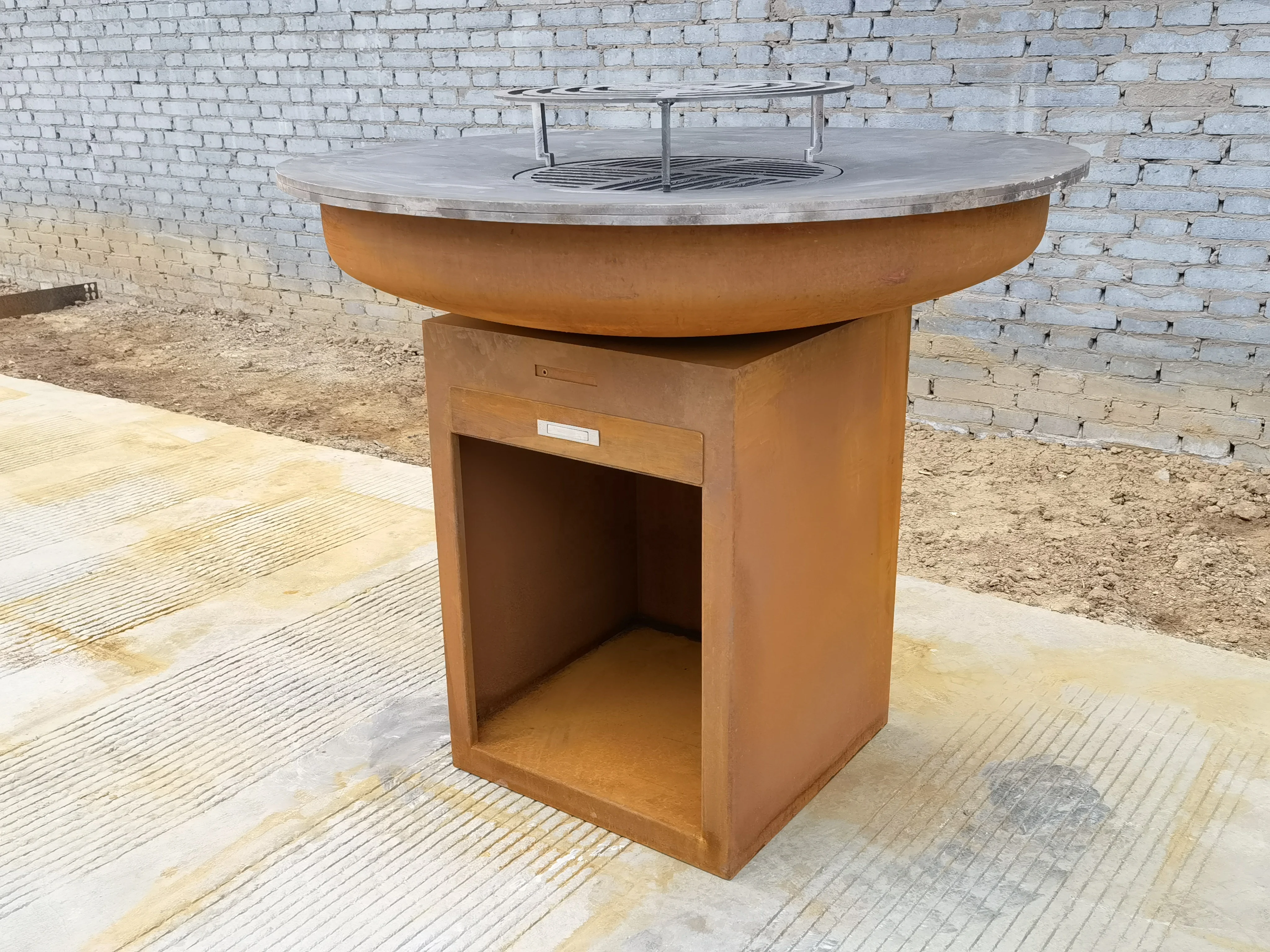 Outdoor wood burning bbq stove   Garden Corten Steel charcoal barbecue  Backyard  Kitchen wood fireplace bbq grill