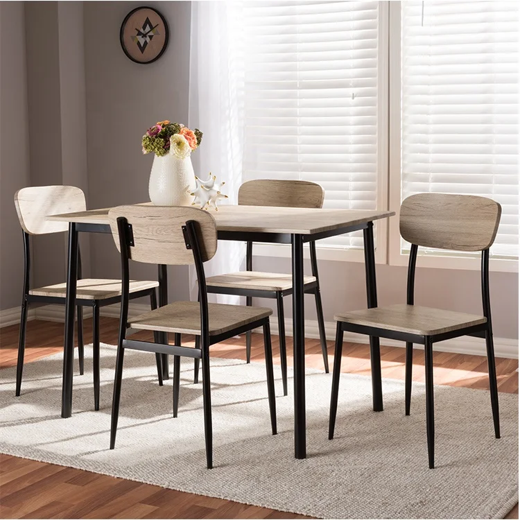 Mainstays 5-Piece Wood and Wrought Metal Dining Table Set with 4 Chairs for Dining Room DS-641