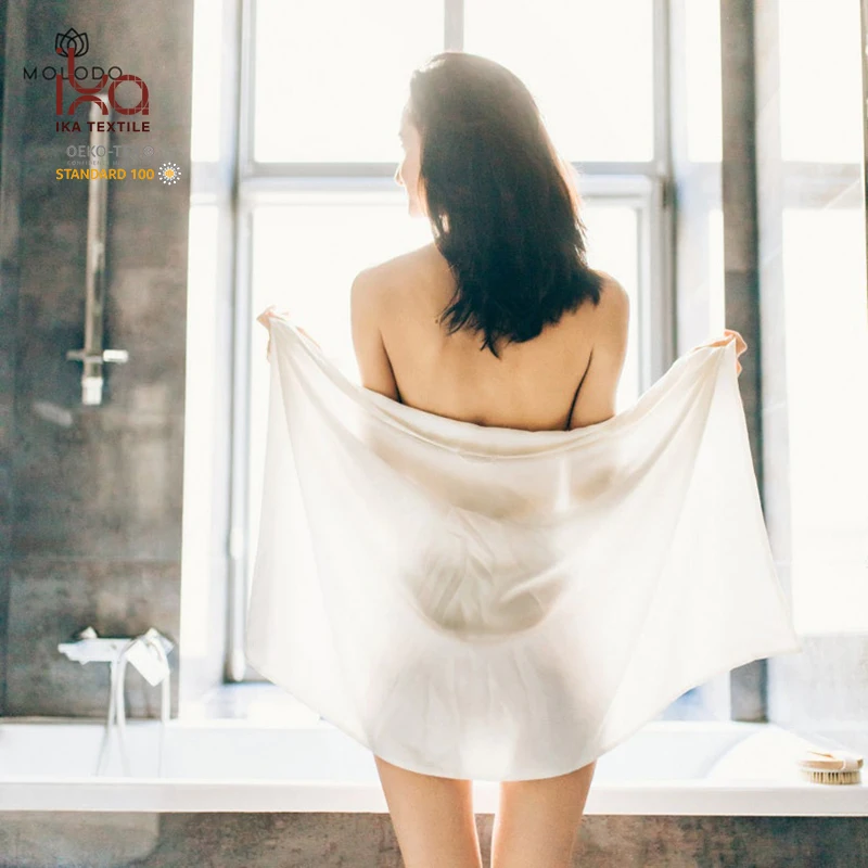 22mm Pure Mulberrry Silk Noir Double Layers Hair Towel with Hanging Loop