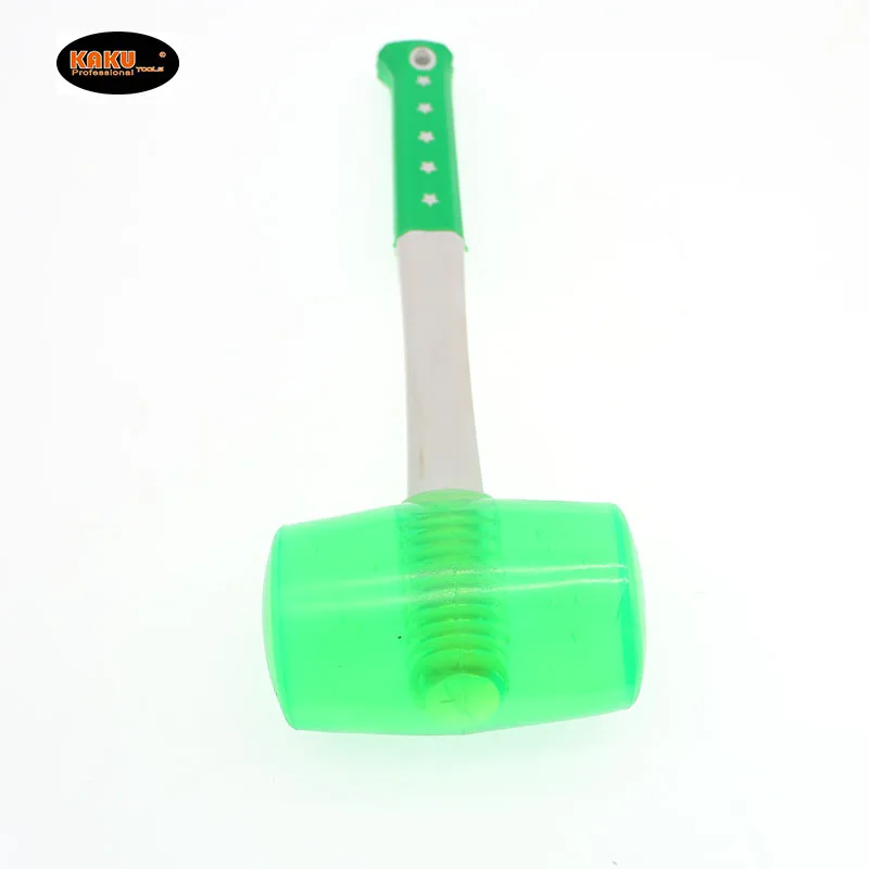 KAKU Factory 360g Transparent Rubber Hammer Green Round Head Mallet With Plastic Handle
