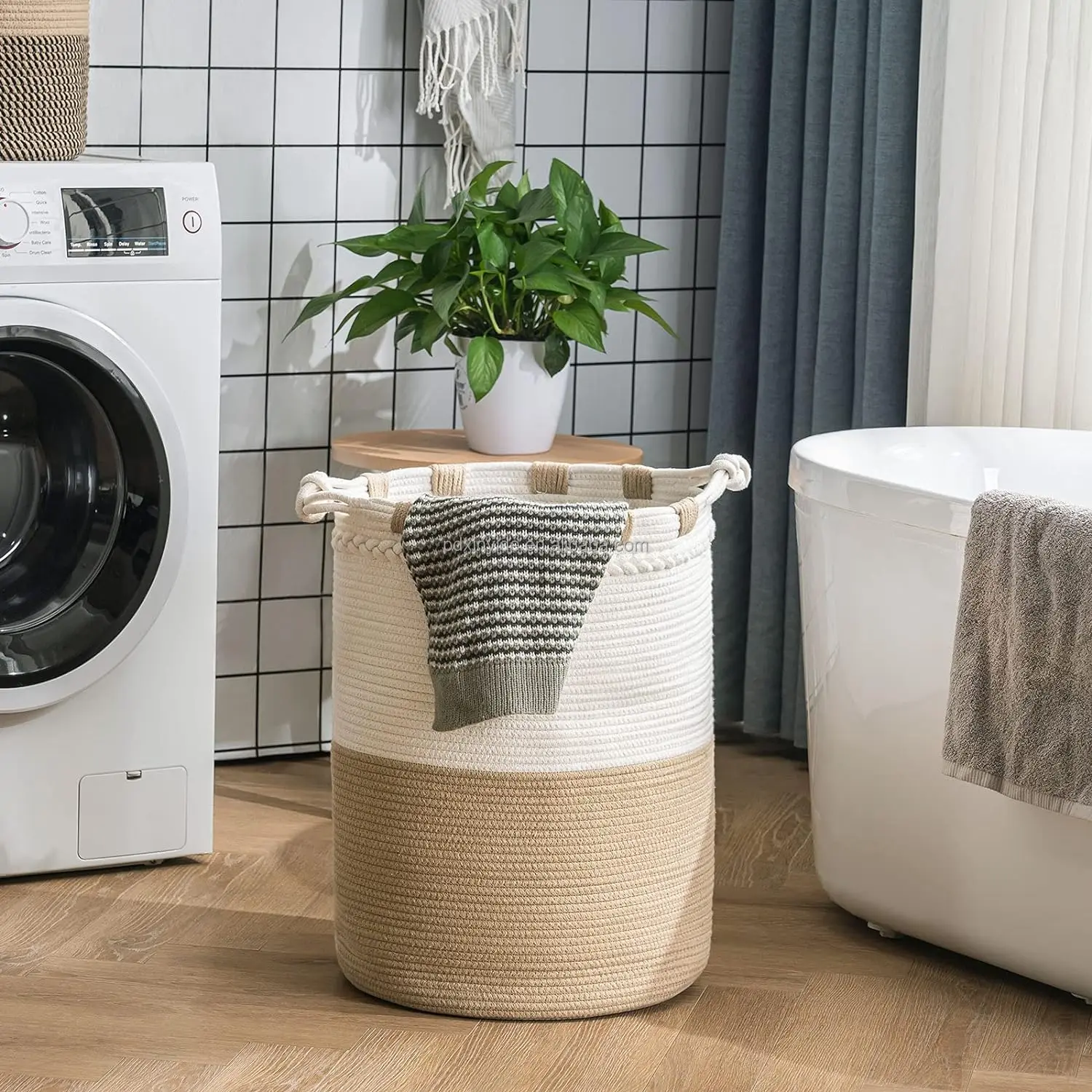 Wholesale Large Macrame Cotton Rope Clothing Storage Basket Camel Khaki For Storage Clothes Shoes Towels
