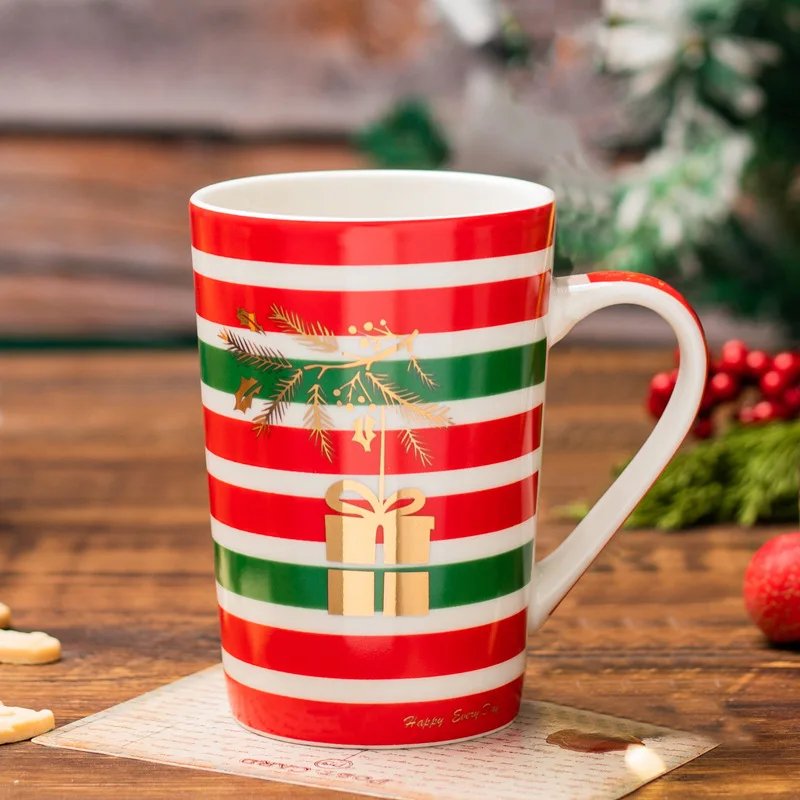 Custom Printed Porcelain Couple Mug Gift Set Sublimation Water Cup Christmas Series Ceramic Coffee Mug