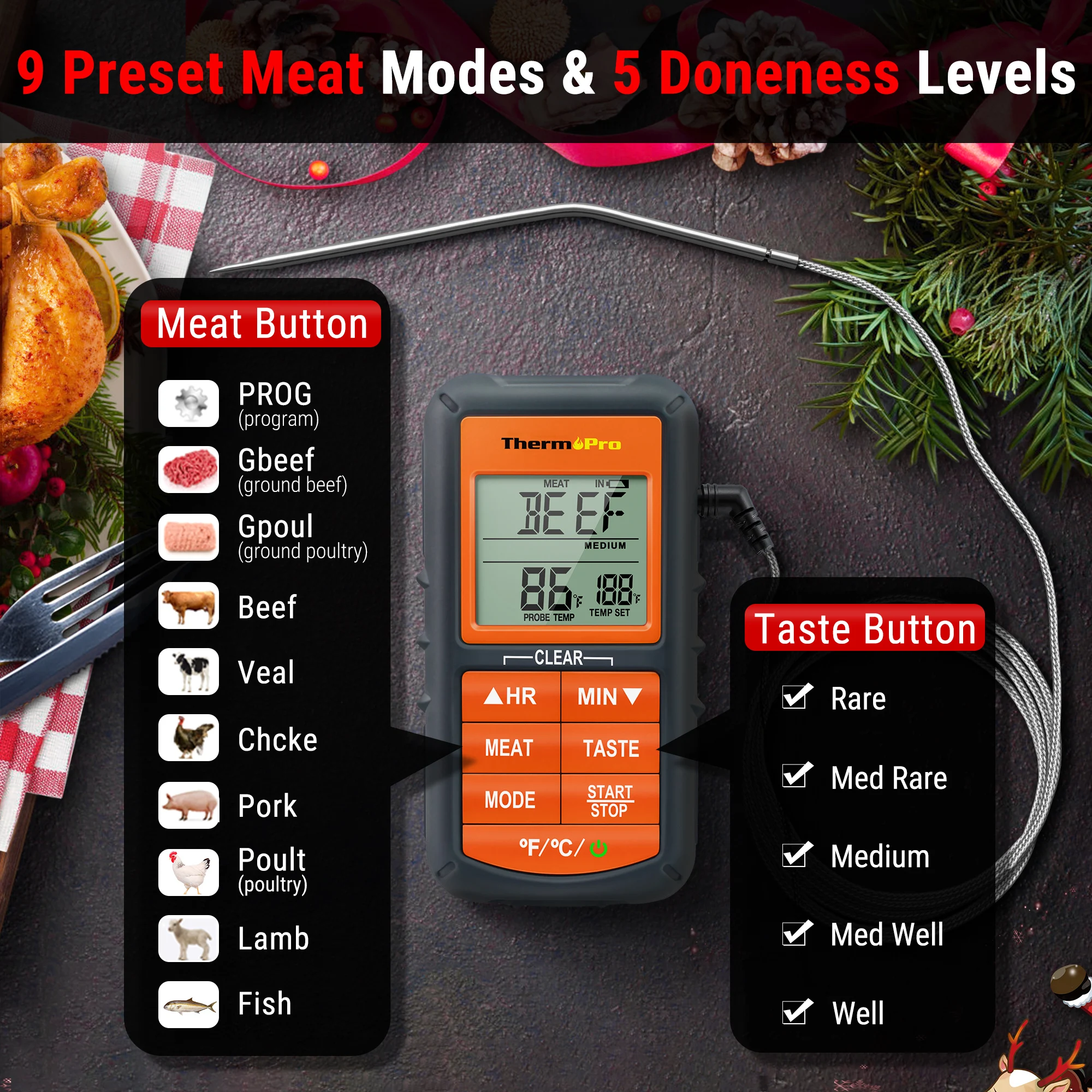 Топ продаж цифровой термометр ThermoPro TP06B для приготовления пищи в духовке с щупом