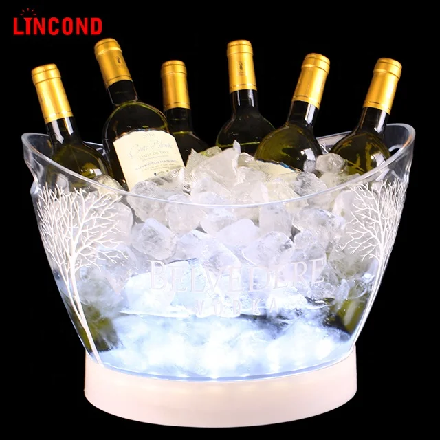 Lincond оптовая продажа роскошный большой ведро для льда со светодиодной подсветкой 12 л вечеринки бара