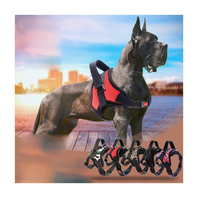 Светоотражающий дышащий жилет для собак с логотипом на заказ, шлейка, кожаный нейлоновый корректор, тактический двусторонний большой Регулируемый тренировочный жилет для собак