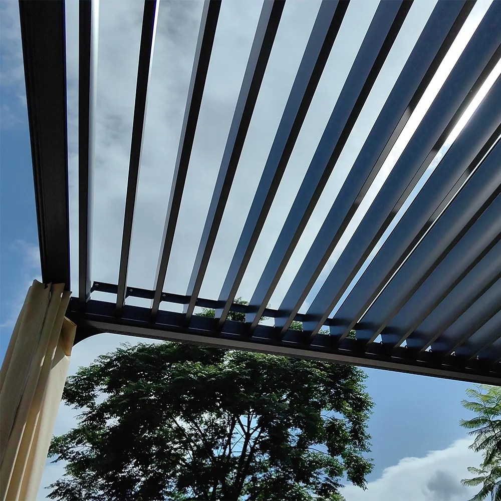 Auto opening Louver Roof Motorized Sunshade 3x4m Garden Aluminium Gazebo Outdoor pergola Factory direct