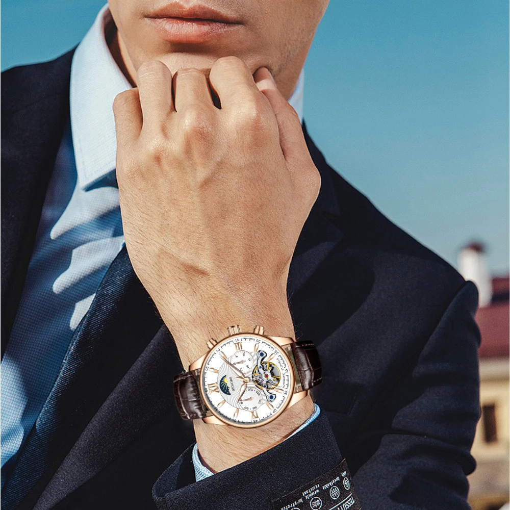 Wholesale Price sports Business Mens Luxury Automatic Skeleton Mechanical Watches Wristwatches