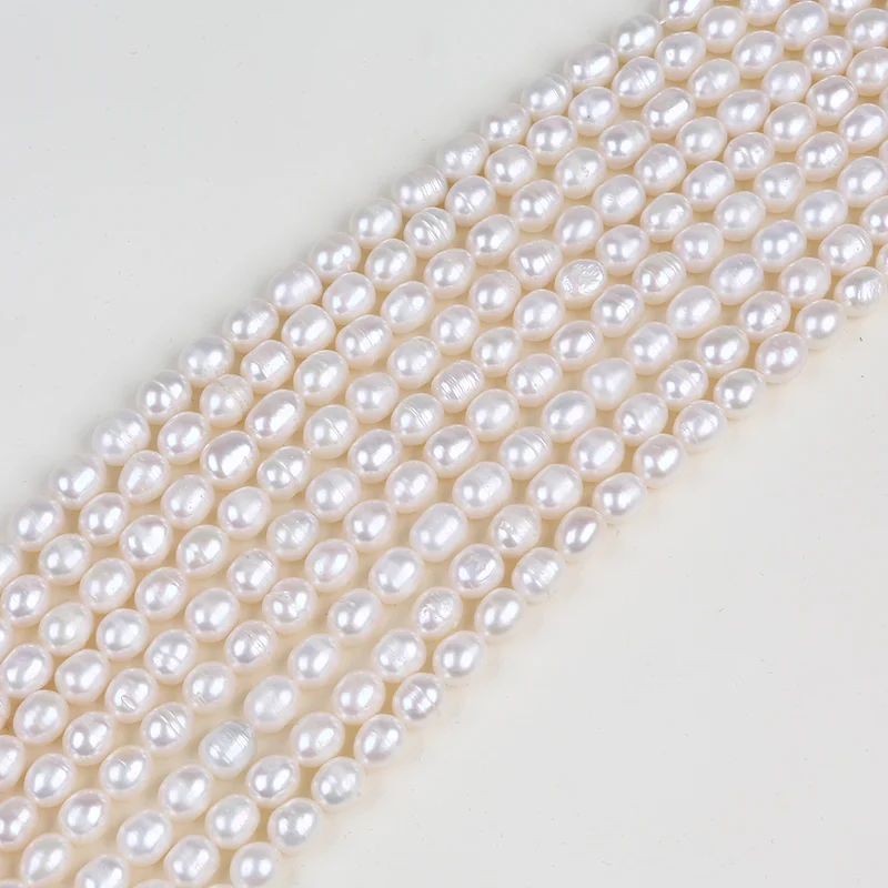 7-8mm pearl string white rice shape strands