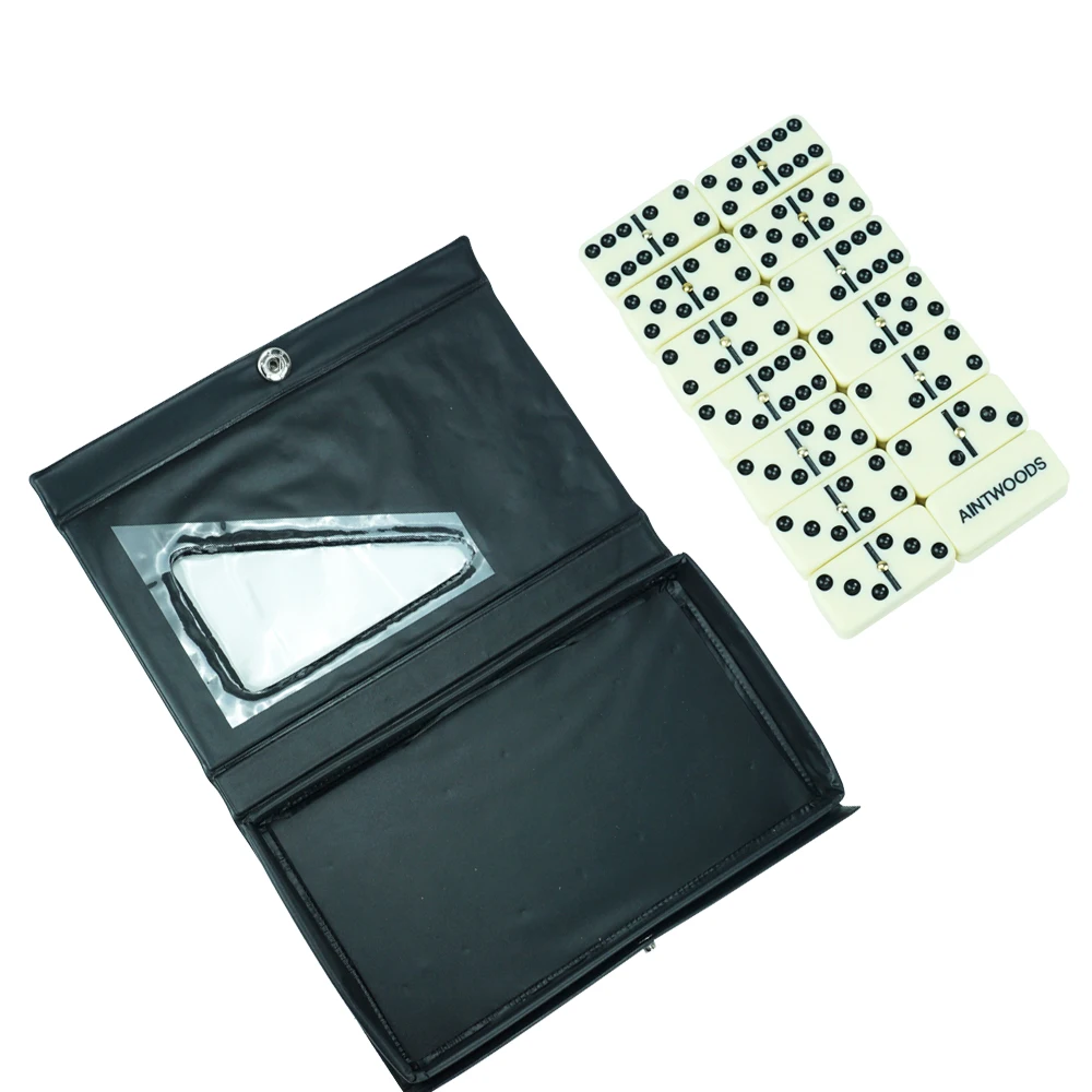 Professional custom engrave logo on 5010 domino set with black pvc box domino  blocks wholesale for  classic table game