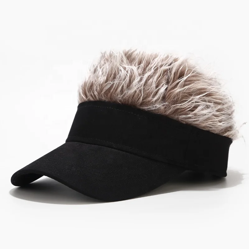 Custom logo Unisex Novelty Spiked Hairs Golf Sun Visor Cap Adjustable Hip Hop Gorras Funny Beanie Hat Wig Peaked Baseball Hat