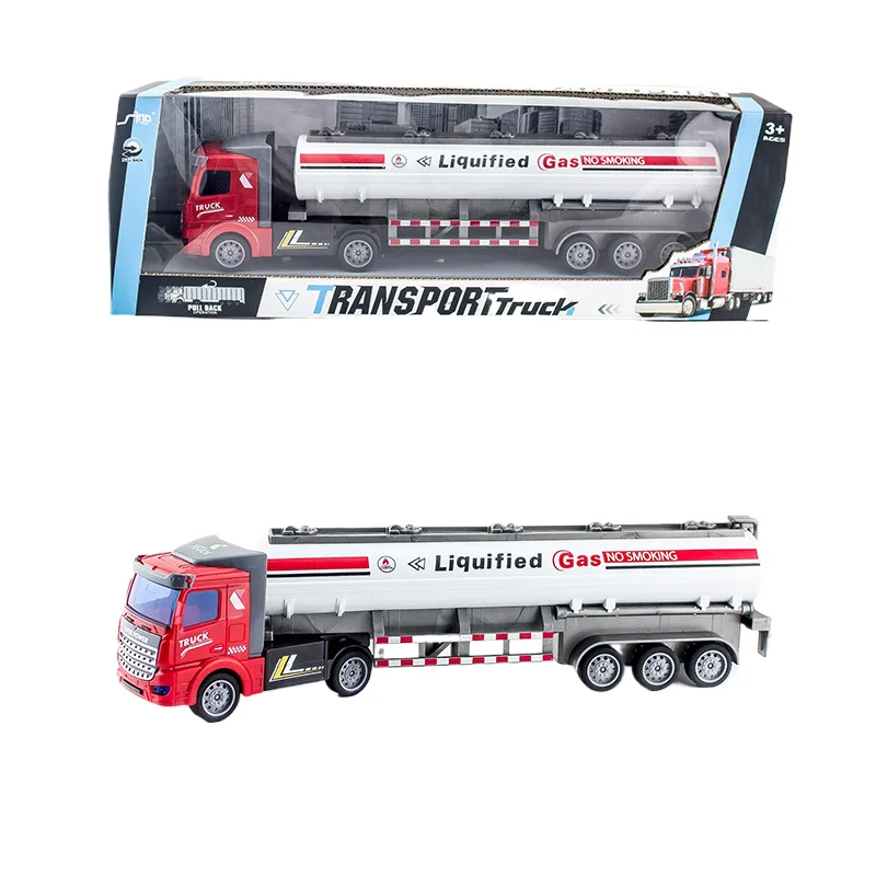 Jiefan cross-border semi-trailer heavy engineering dump transport container tank boy model pull-back tow truck toy