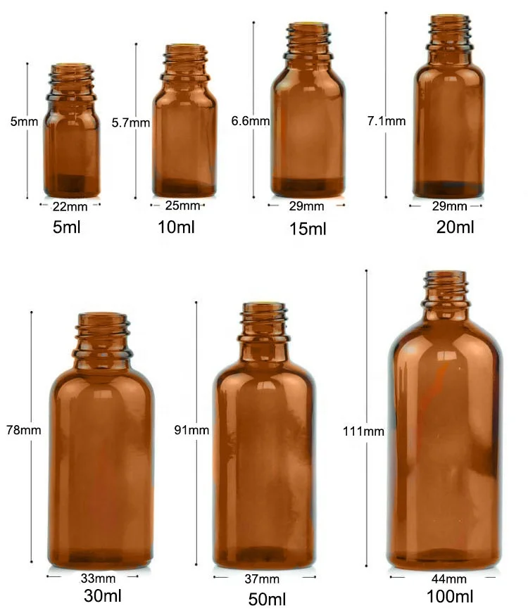 Factory Price 15ml 30ml 50ml Amber Glass Essential Oil Bottles Empty Perfume Serum Roll On Bottle Black Cap (NRB06)