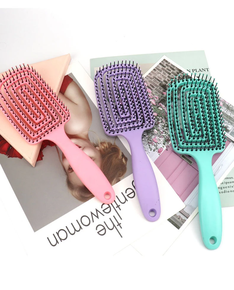 Women Wet And Dry Dual Use Detangling Brush Nylon Round Beads Comb Teeth Hair Scalp Massage Plastic Hair Brush For Salon Home