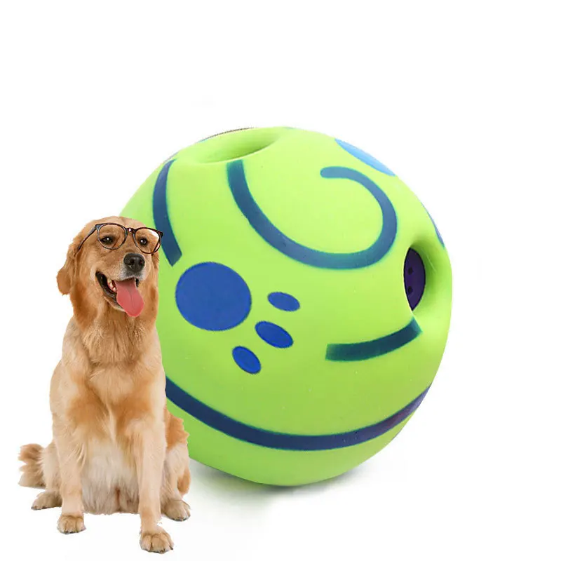 Funny Dog Toy PVC Training Ball Wobble Wag Giggle Ball Jumping Interesting Sounds Interactive Chew Dog Toy Ball