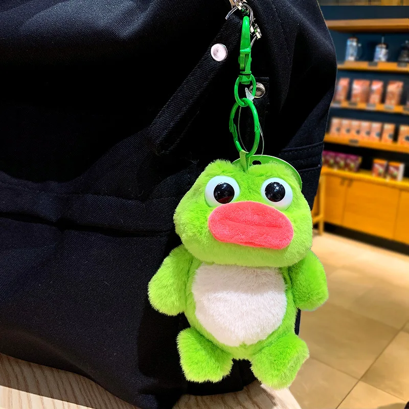Creative cartoon dull strange call frog plush keychain couple schoolbag pendant car small gift wholesale key chain ring