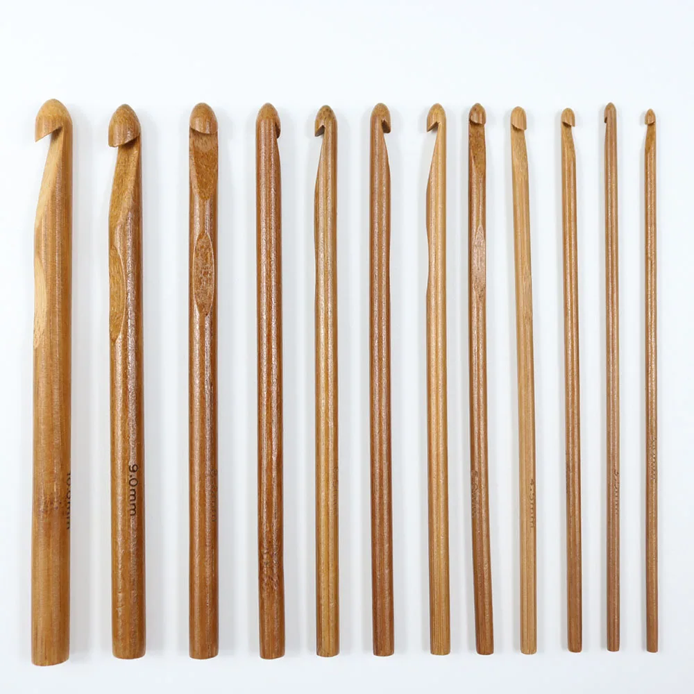 Factory direct knitting tools carbonized sweater crochet 12 sets  bamboo and wood Crochet