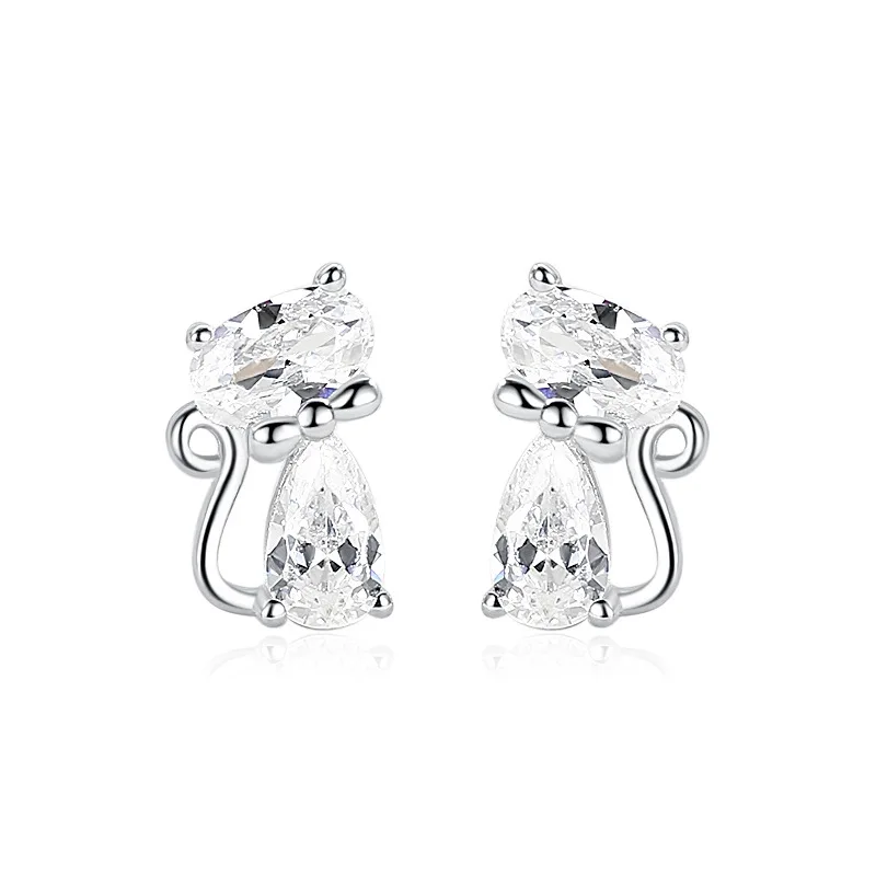 Hot Selling Fashion Jewelry High Quality 925 Sterling Silver Cat Earring For Children
