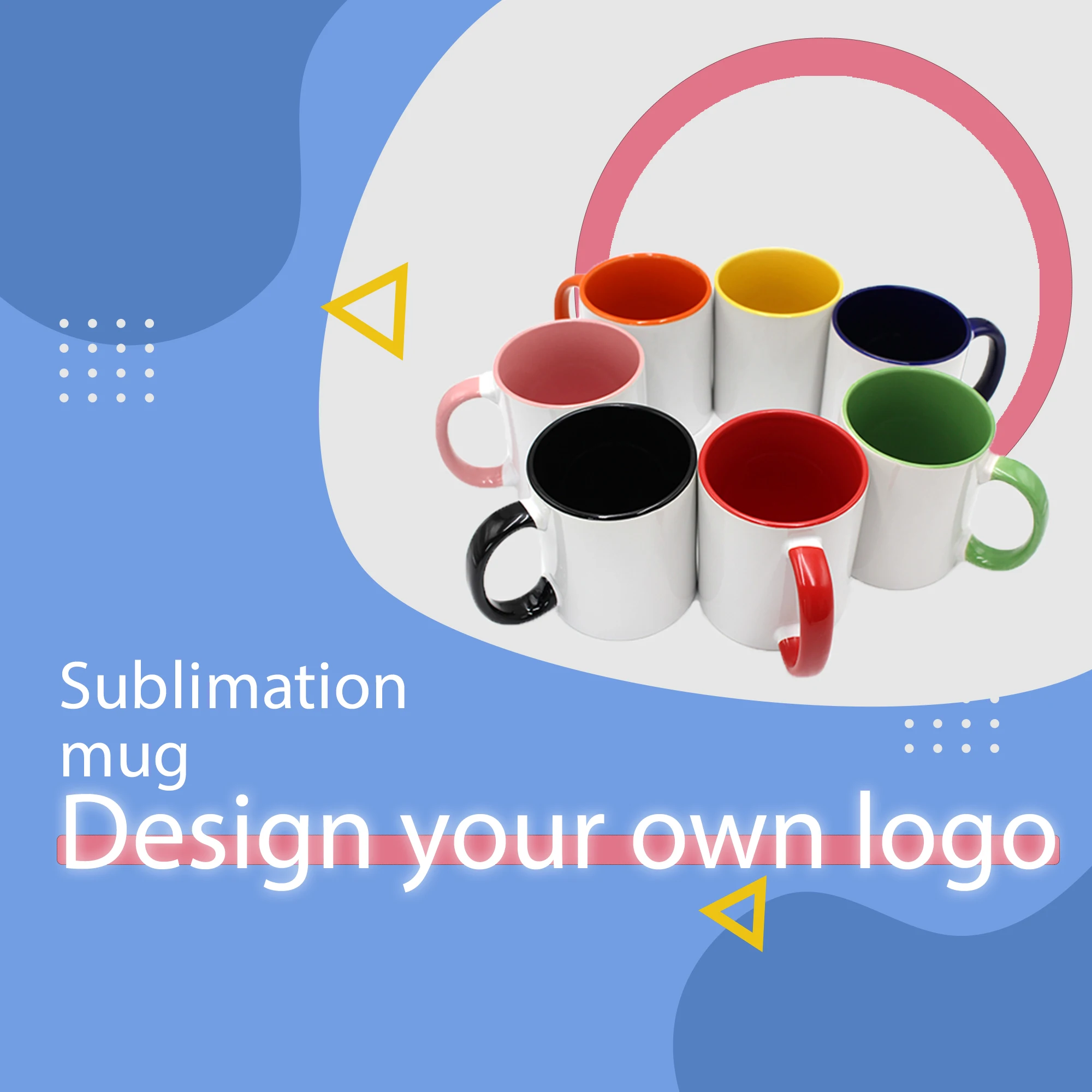 Hotsale 7102  factory produce inner color 11oz sublimation blanks ceramic coffee  mug with color handle 11 oz sublimation mug