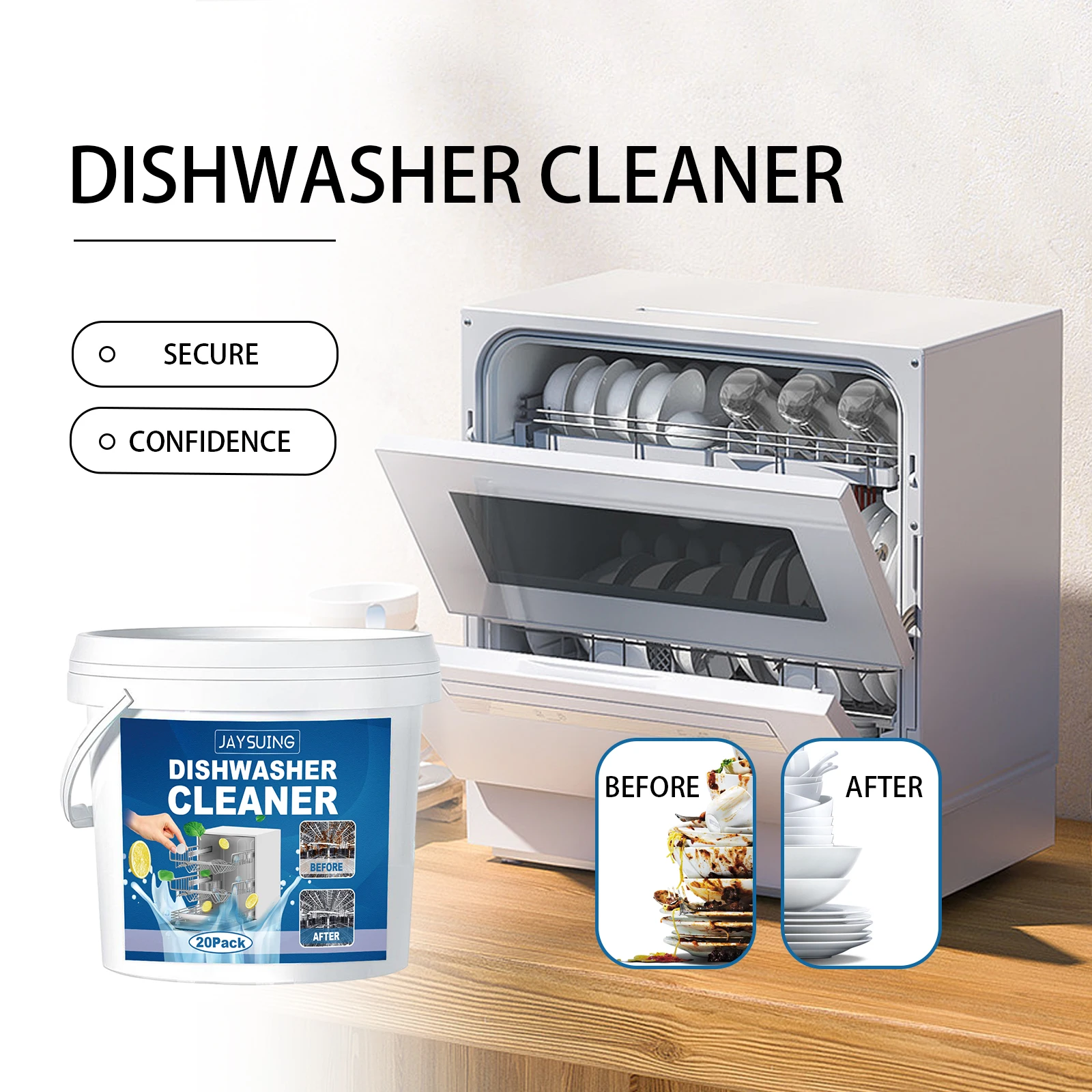 Jaysuing Dishwasher Detergent Sheets Organic Dishwasher Gel Powders Fragrance Dishwasher Cleaner Tablets