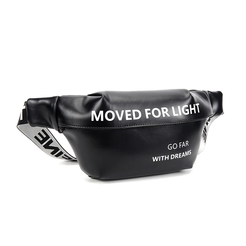 HUALIAN Fashion Luxury Custom Print Logo Waterproof PU Leather Hip Pack Belt Sling Bag Men Waist Bag Fanny Pack Chest Bag