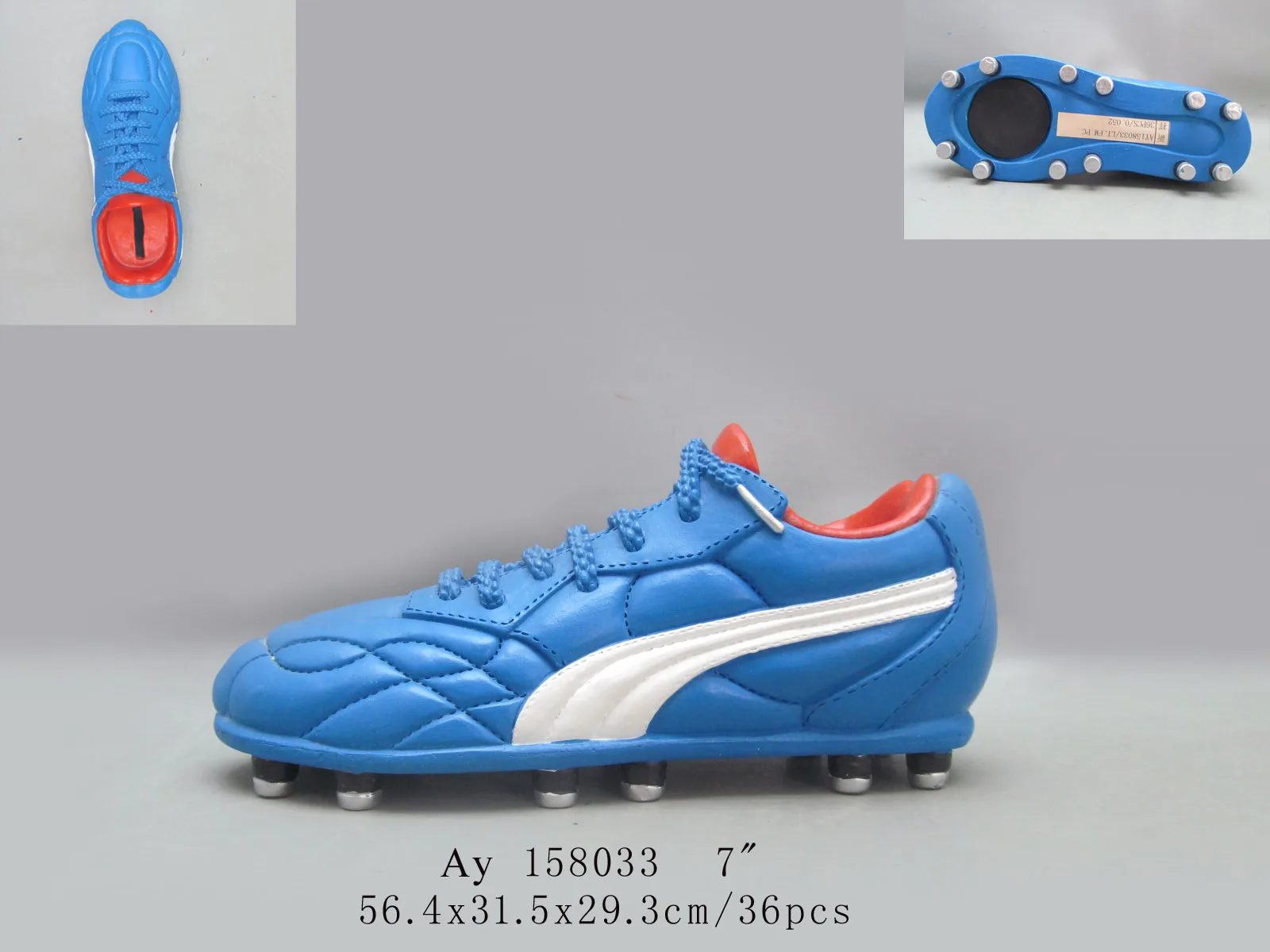 New Trend Resin Football Sports Coin Bank Soccer Shoe Shape Custom Piggy Bank