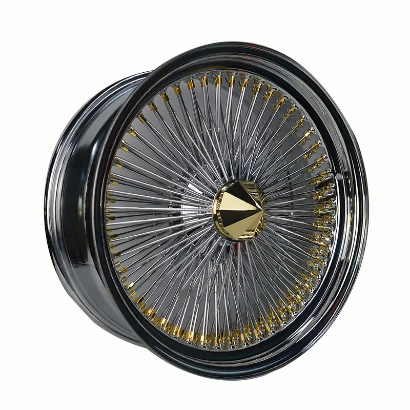 All Gold/Center Gold/All Silver Wire Wheels 100/72 Spokes Cross/Straight 13/14/15/17/18/20/22 Classic Car Rims Wholesale