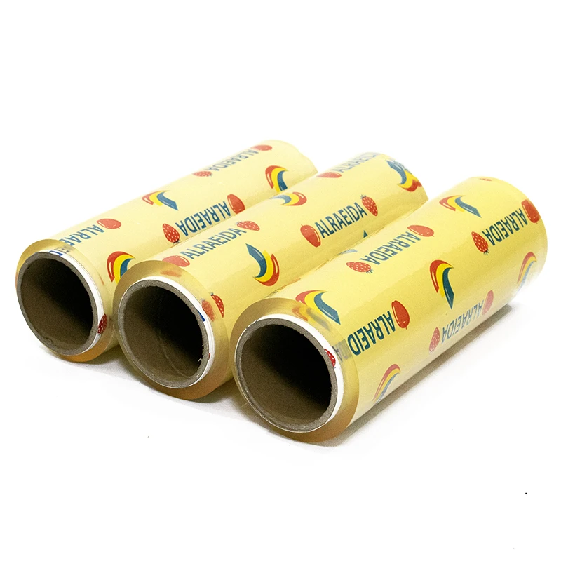 Factory Custom Clear PVC food film 10/11 micron 500 meters Food Grade Stretch Wrap Film High Toughness PVC Food Wrap Film