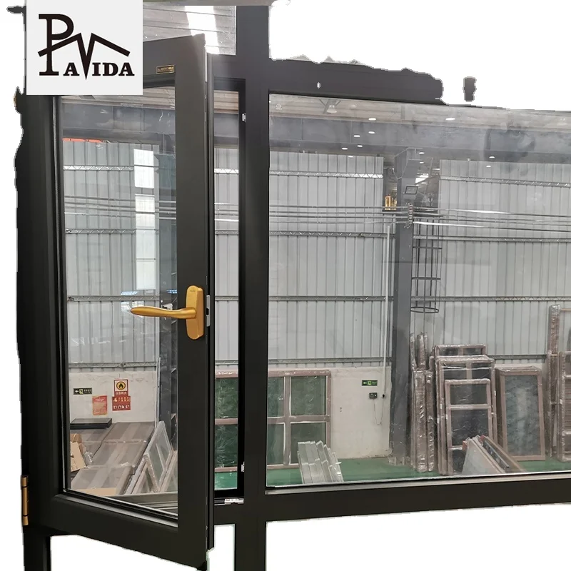 Aluminum LOW E glass casement windows aluminium glass side hung windows with AOSIM handle aluminium window manufacturer