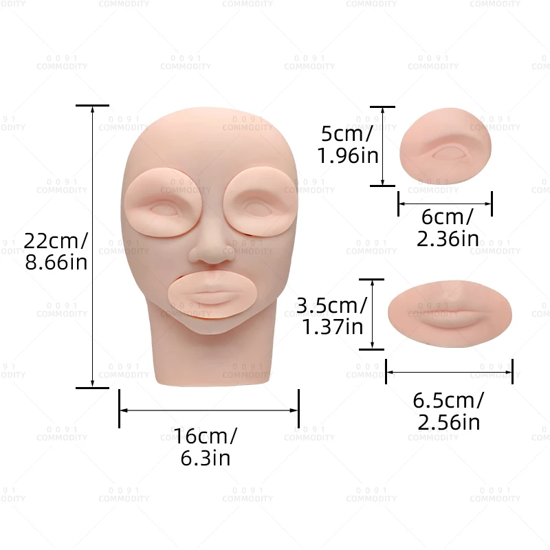 Face Microblading Flat Removable Tattoo Pvc Skin Tool Practice Head Lash Extension Training Model Silicone Eyelash Mannequin