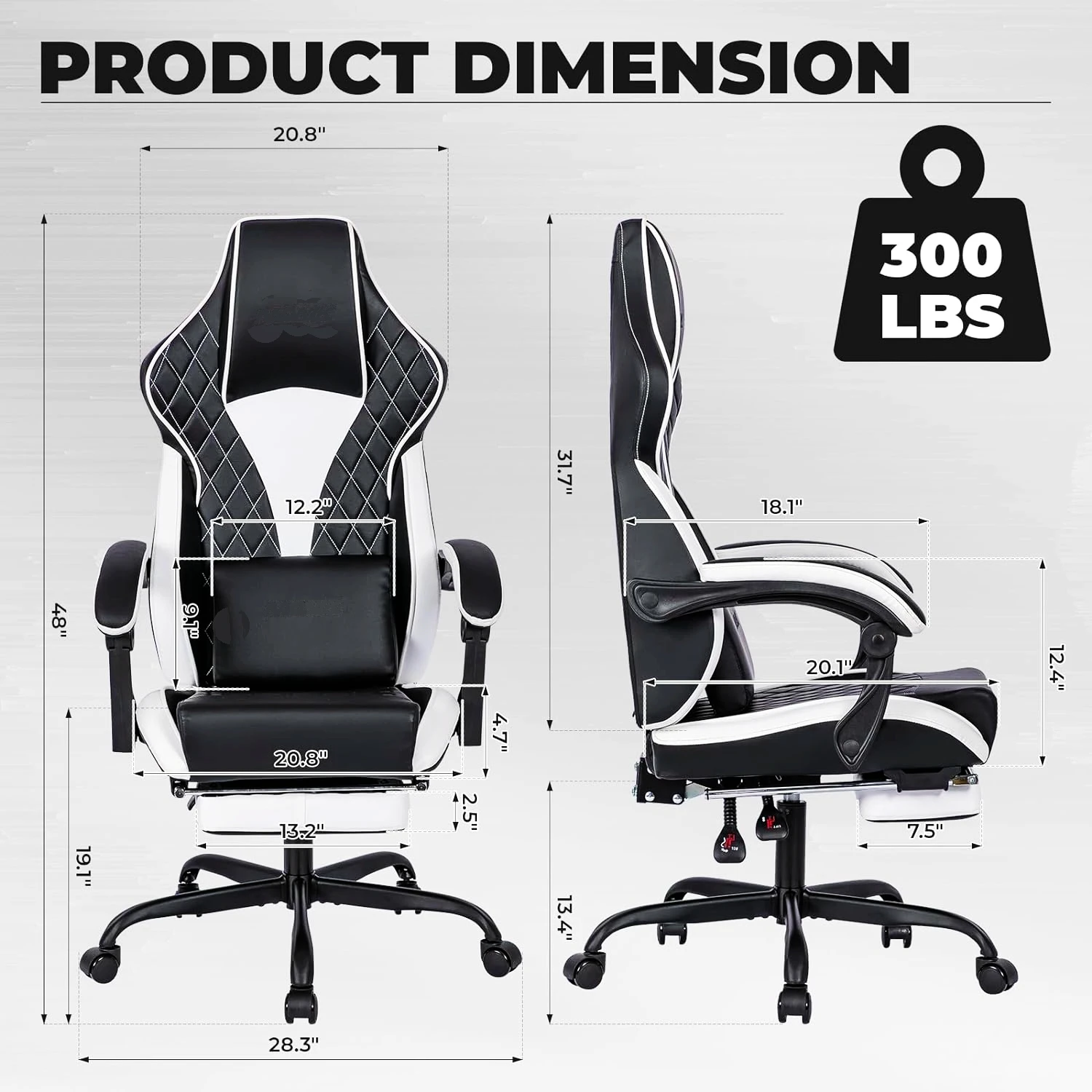 Wholesale Price Ergonomic Office Video Game Gaming Chair with Footrest and Massage Lumbar Support, Adult Gamer Chair with Adjust