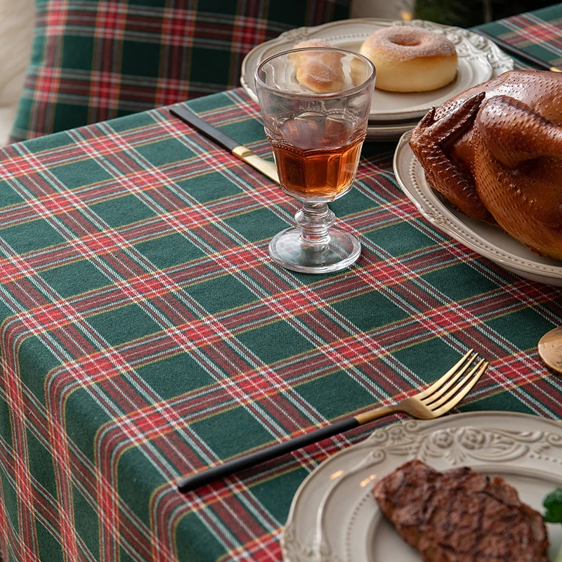 Рождественская скатерть Mulan из чистого хлопка, клетчатая мягкая Высококачественная скатерть для стола с помпоном, украшение для вечеринки, стильная клетчатая скатерть с принтом, на заказ