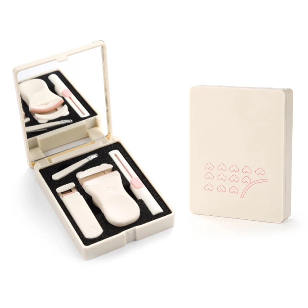 Elegant Essentials: Unveiling a 4-Piece Stainless Steel Travel Grooming Set, Complete with a Handy Mirror Box