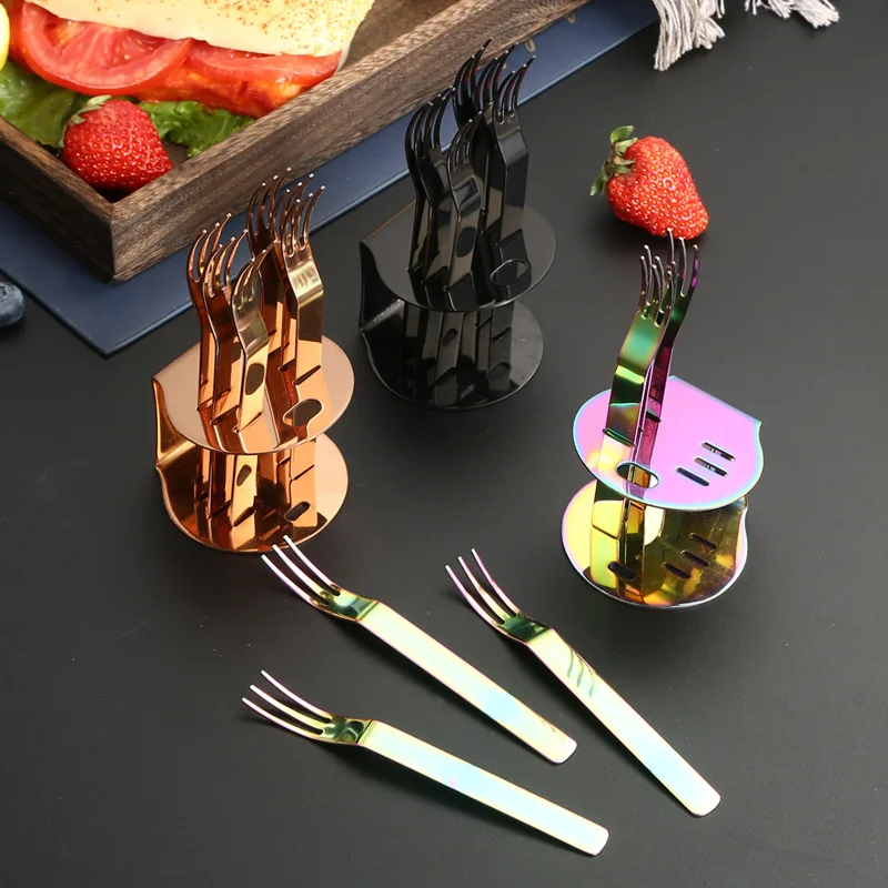 fruit  forks set party mini fork for fruit cake fruit stainless steel 304 dessert fork Birthday party picnic