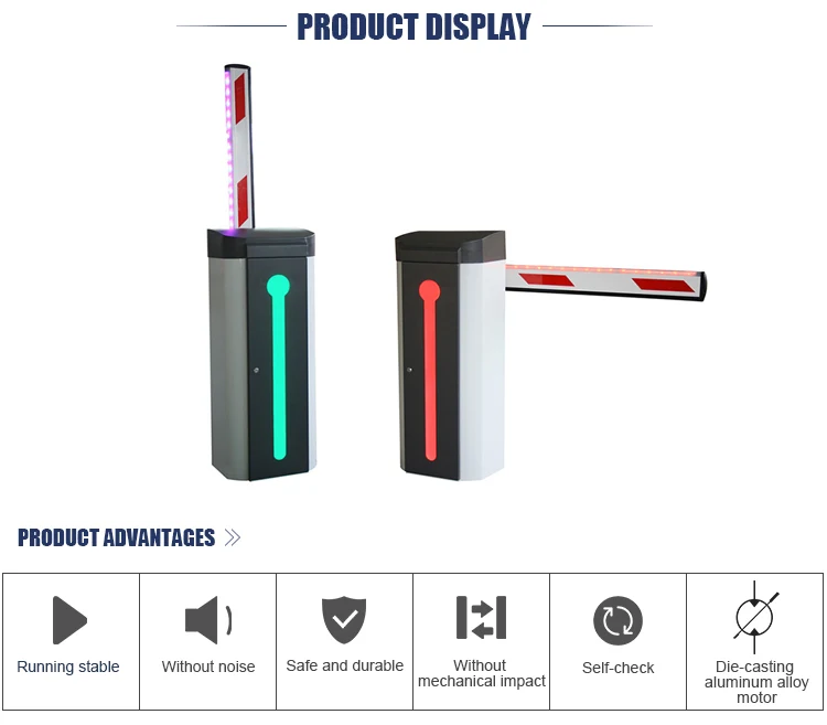 1.8-4s DC 24V Brushless Motor Full Automatic Boom Barrier Gate For Personal Or  Public Parking Lot System