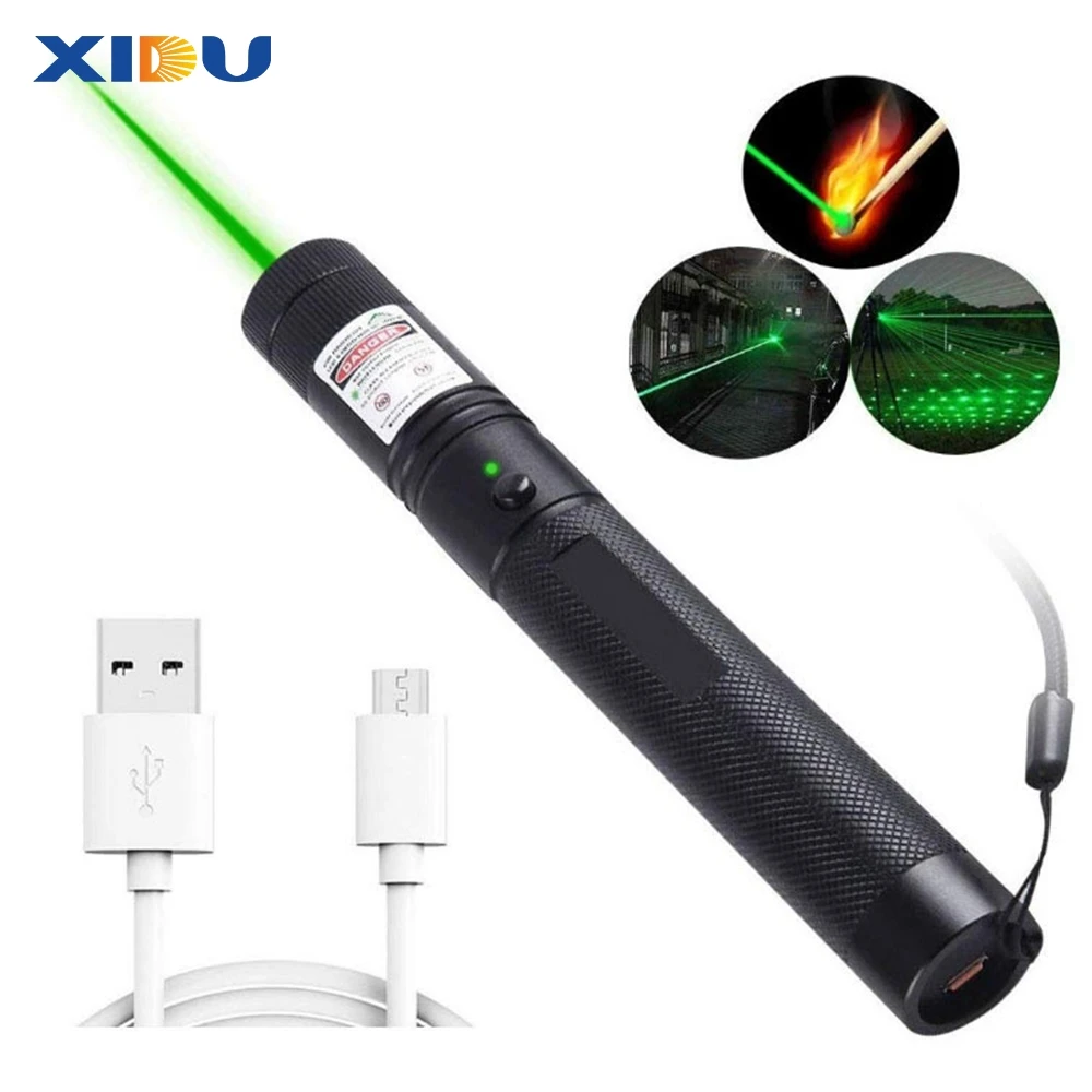 Военный мощный зеленый лазер XIDU, 303 звезд, игрушка для кошек, фонарик, лазерная указка с USB-зарядкой