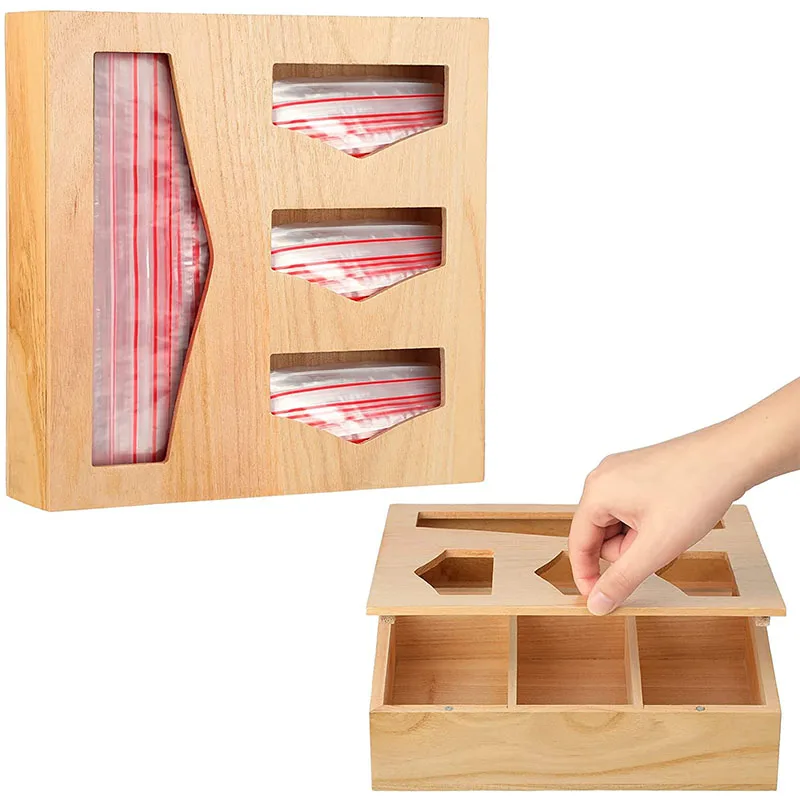 Открывающийся органайзер для хранения закусок и сэндвичей на верхней крышке кухонный мешочек деревянный коробка