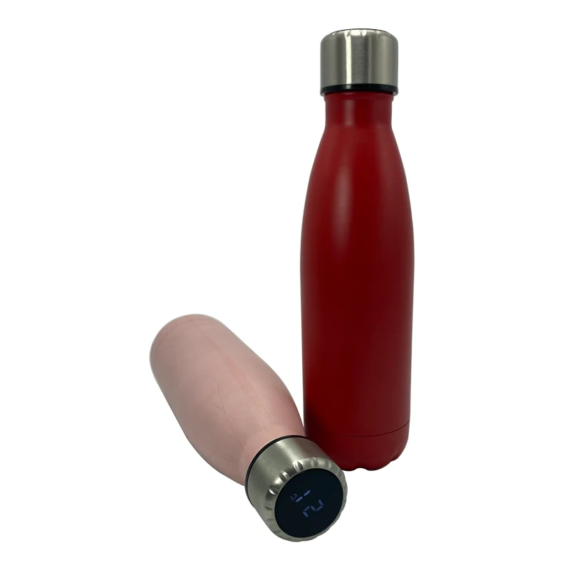 
Cola shape UV double wall vacuum insulated LED temperature display smart stainless steel water bottle 