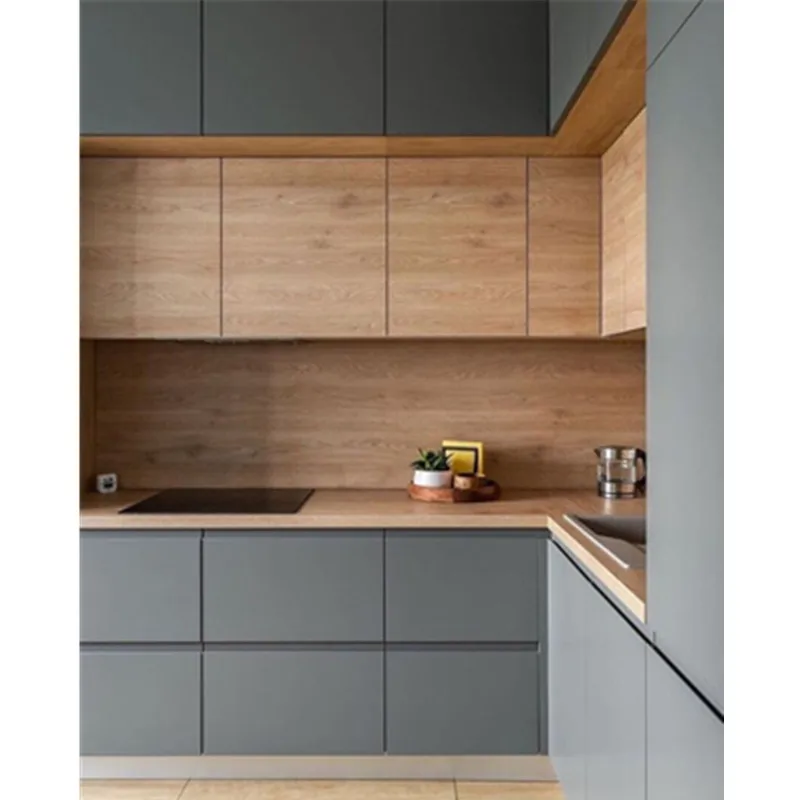 high end matte grey lacquer kitchen cabinets with shaker door island for apartment